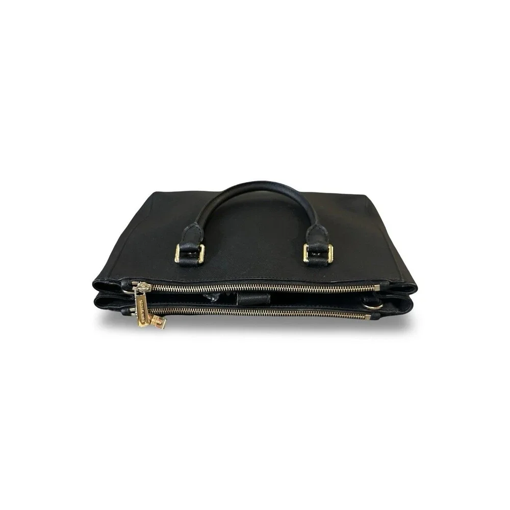 Michael Kors SavannahBlack Saffiano Leather Satchel/Crossbody Double Zipper EUC